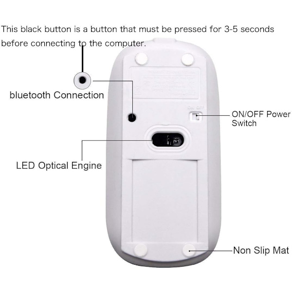 Genopladelig Bluetooth-mus til Macbook Pro/Macbook