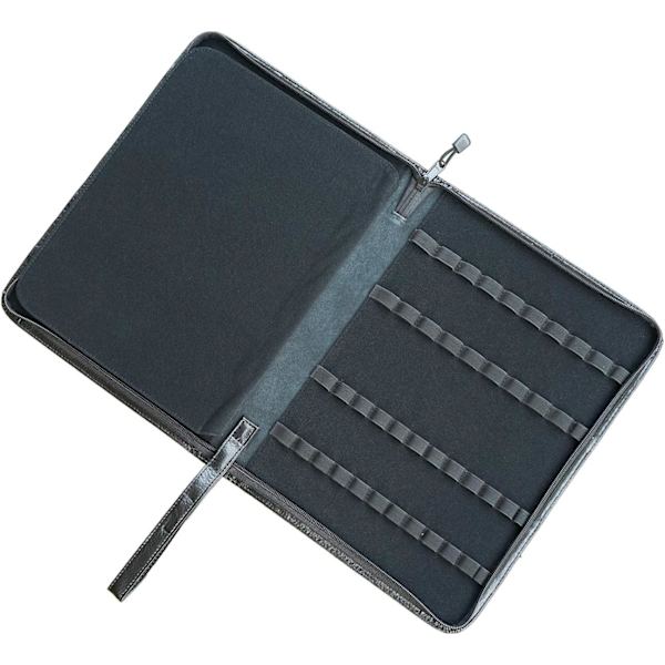 Rel Leer n Cse for Fountin n/Rollerbll n, Genuine Cowhide Holder Pouch Bg for 4 ns, Fit in Vrious Size Lrge Cpcity Office Black-46 Slots