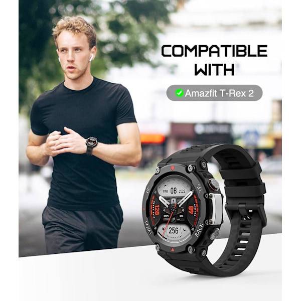 Rem kompatibel med Amazfit T-Rex 2, blødt silikoneerstatning