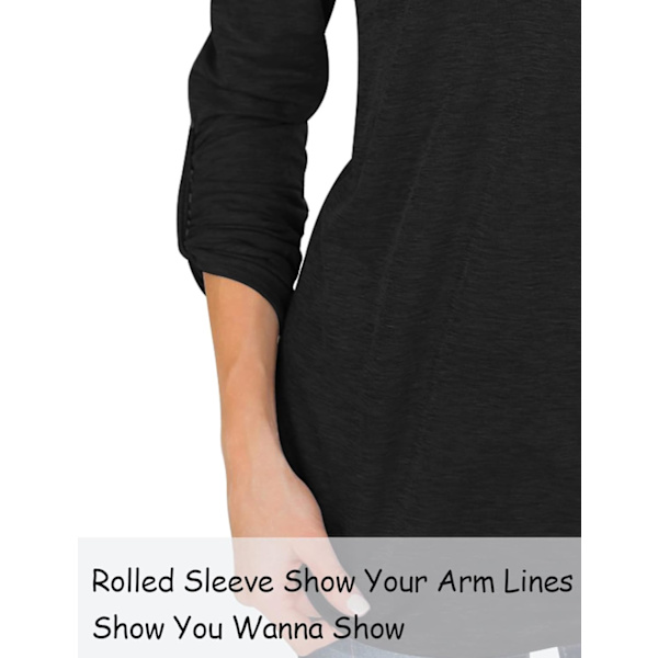 Dame 3/4 Roll ærme toppe V-hals T-shirt Casual Elegant Henley skjorter
