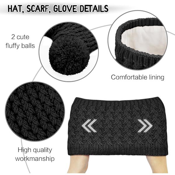 Barne Vinter Varm Lue Hett & Skjerf Sett - Dobbel Pom Pom (3-8 år)