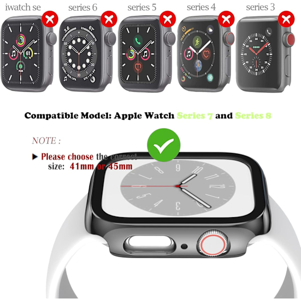 Fodral kompatibelt med Apple Watch Series 8/7 41 mm 45 mm skärm