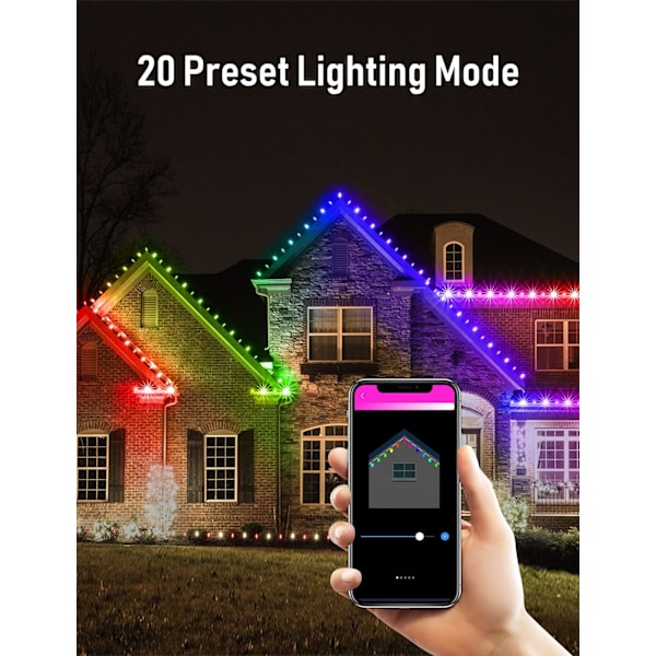 C7 Juletræslys med brugerdefineret display, 33FT app-styrede forudindstillede tilstande Lyskæde Bluetooth Multicolor RGB LED-lys, Vandtæt
