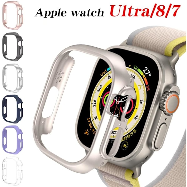 Klockskydd för Apple Watch 8/7 41mm45mm PC Skyddsfodral Ihålig Ram Skydd Bumper för iwatch Series8 Pro/Ultra 49mm Fodral (Färg : Svart Leopar