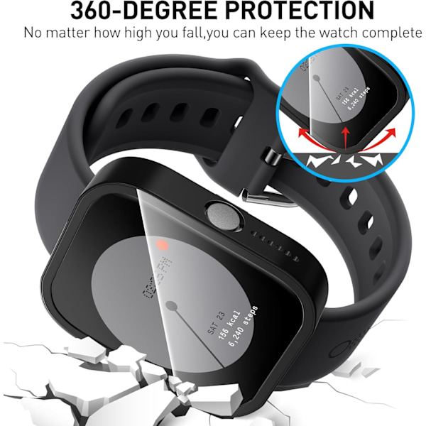 2-pak til CMF Watch Pro Etui, 2.5D 9H Ultratyndt Hårdt PC Hærdet Glas All-Around Skærmbeskyttelses Etui Cover til CMF Watch Pro (Sort+Sort) Sort+