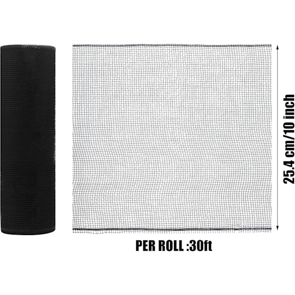 Deco Mesh 10 tommer x 30 fod, sort mesh stof, mesh bånd god til dekoration