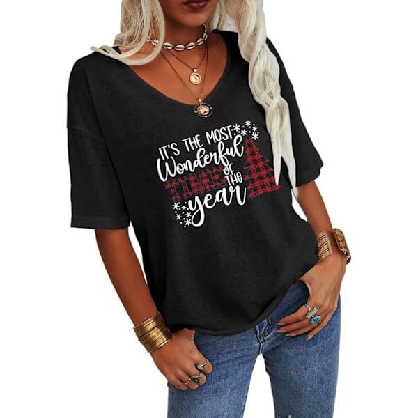 Kvinnors mode V-ringning Halv ärmar Oversize T-shirt Solid Casual Loose Basic
