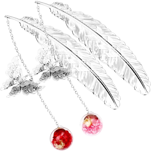 Metal Feather Bookmark with 3D Butterfly Pendant Christmas