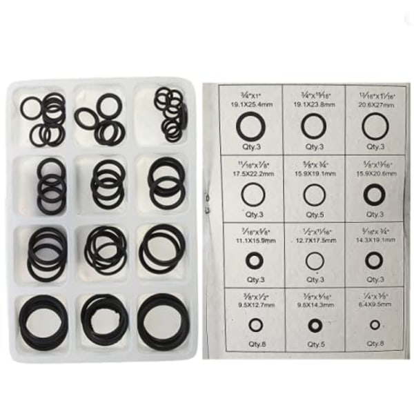 50 x Assorterede Gummi O-Ringe - VVS DIY Hanepakninger