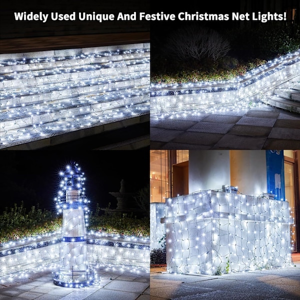 Led julnätljus utomhus juldekorationer ljus 160LED 4ftx7ft, anslutningsbara utomhus inomhus fe nättljus för jul