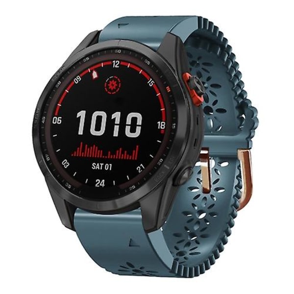 Til Garmin Fenix ​​7s Solar 20 mm dame silikone urbånd med blonder PHJ Lake Blue