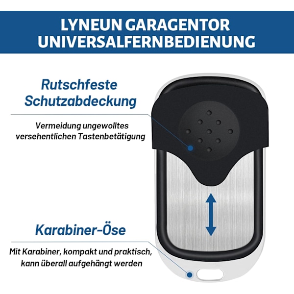 Fjärrkontroll för garageport - 2-pack, universell 433 MHz