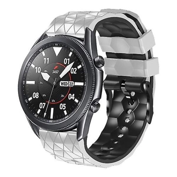 För Ticwatch Pro 3 22mm fotbollsmönster Tvåfärgs silikonrem DMR White-Black