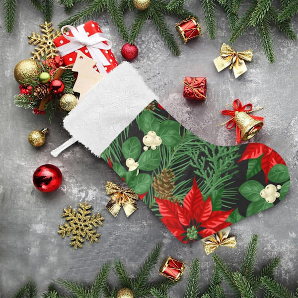 Julstrumpa, Personliga Julstrumpor 2-pack Vinterväxter God Jul 45,7 cm Julstrumpor Hängande Ornament Kamin för