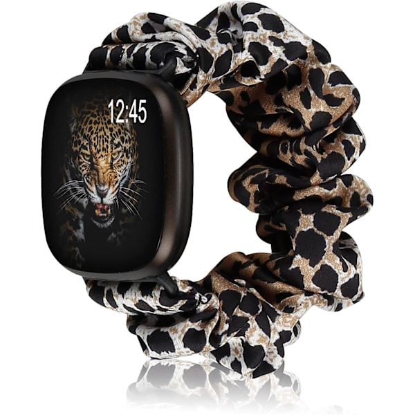 Trykt stoffmønster Scrunchie armbånd for Fitbit Versa 3/Sense Smart Watch