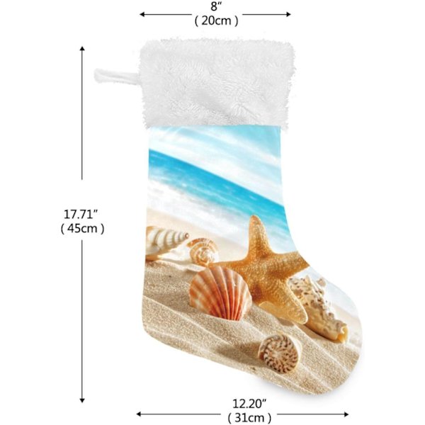 Julklapp, personliga julklappsstrumpor 2-pack Mussel Strand Söstjärna Hav 2 18 tum Julstrumpor Hängande Ornament Eldstad för B