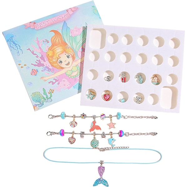 Sjöjungfru armband kit, sjöjungfru pärlor & charm armband gör-det-själv-kit, sjöjungfru pärlor sommar hav armband för födelsedag, påsk, jul sjöjungfru diy