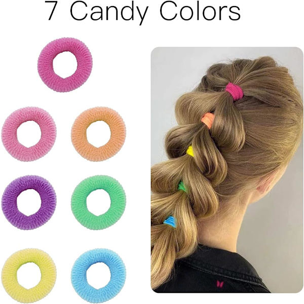 100 stk. Candy Color pigehårelastikker - Multicolor hårbånd