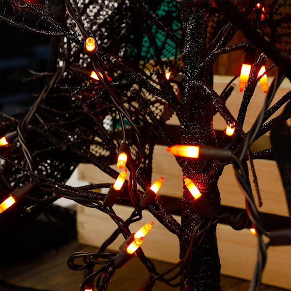 Halloween-lys, 33ft 150 stk. sort ledning glødepærer julelys, 120 V høj spænding UL-certificeret klar lyskæde, der kan forbindes,