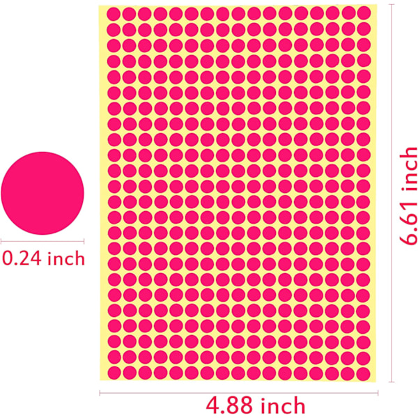 16 ark 6528 st klistremerker med fargede prikker, runde prikkeetiketter