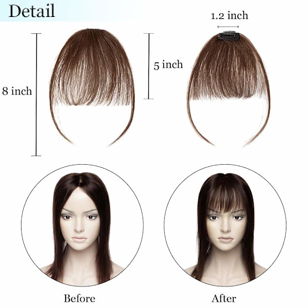 Clip In Bangs Människohår Extensions Real Clip On Front Fringe