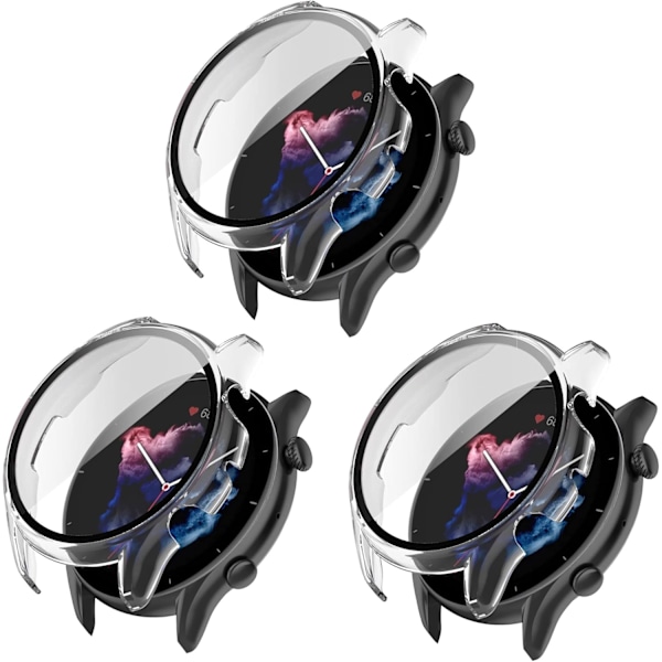 Kompatibel med Amazfit GTR 3 Pro/GTR 3 Cover, PC Slim Skærmbeskyttelses Cover [Metalbelagt Farveramme] [3D Fuld Dækning] med Hærdet Glas S