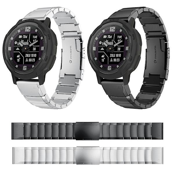 Til Garmin Instinct Crossover Solar 22mm Skildpadde Skal Rustfrit Stål Urrem FYB Sliver