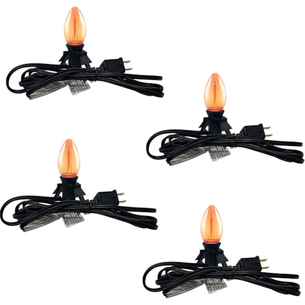 Set med 4 tillbehörsledningar med C7 LED-lampor, enkel lampa med 4 LED-lampor i klar orange, 6FT C7-uttagsklämlampor med på/av-strömbrytare