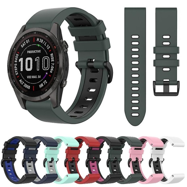 För Garmin Fenix 7s Sapphire Solar 22mm Silikon Sport Tvåfärgad Klockarmband FOM Black-Pink