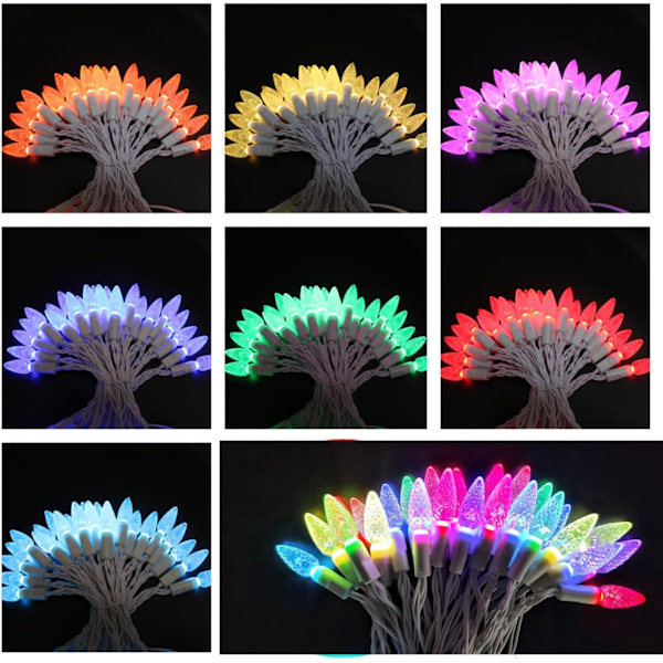 RGB C6 julelys, 16ft 50 LED fargeskiftende jordbærlyskjede USB-plugg med fjernkontrolltimer for utendørs innendørs bryllupsfest RGB
