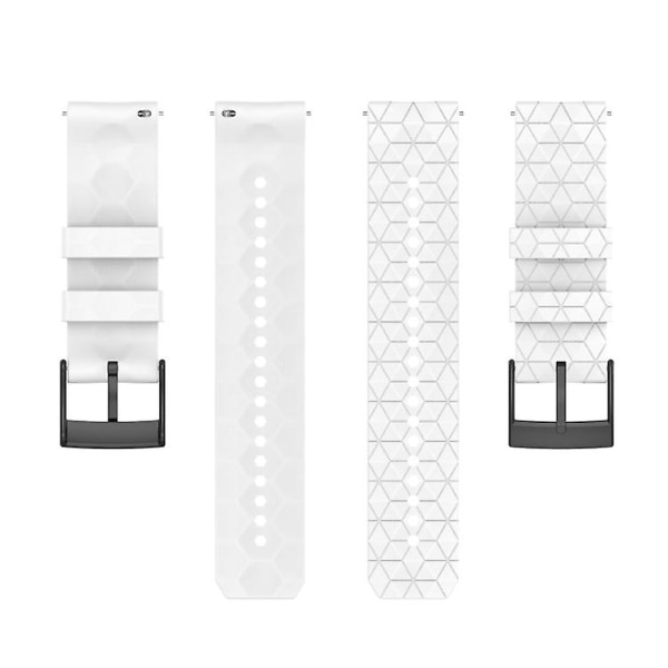 Fotbolls Mönster Silikon Solid Färg Klockarmband för Suunto 7 24mm BEZ White