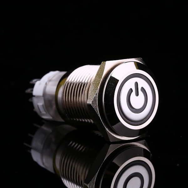16mm LED-knappomkopplare - Metall, 1NO 1NC, 12V, Grönt ljus