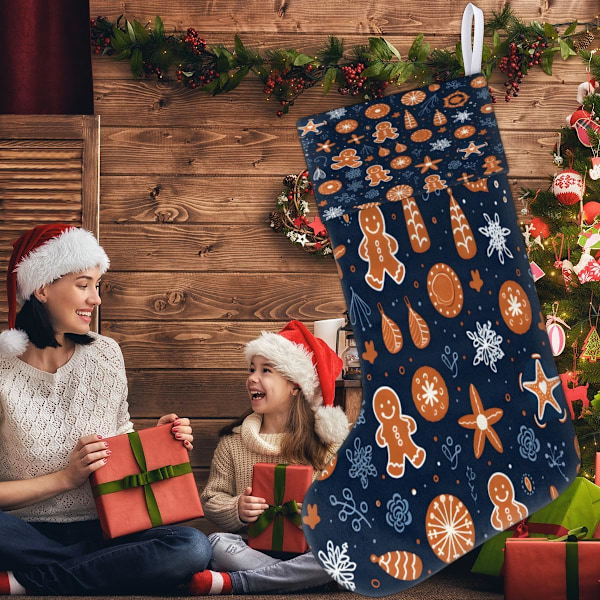 Roliga Jultema Weihnachtsstrumpf Presenthållare Semester Xmas Strumpor Sockor för Familj Dekoration Hängande Ornament Fest 45 x 19,8 cm