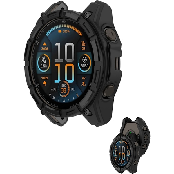 Etui til Garmin Enduro 3–51mm, Smartwatch Cover TPU Materiale, Let at Installere, Faldsikker, Blød, Beskyttende Cover til Enduro 3 (Sort) Sort