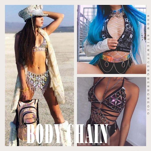 Boho Body Chain Rhinestone Taljekæder Bikini Sexy Bar