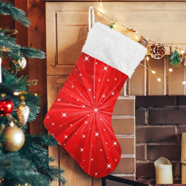 Julklapp, personliga julklappsstrumpor 2-pack Jul Röda stjärnor 45,7 cm Julstrumpor Hängande prydnad Spis för träddekoration