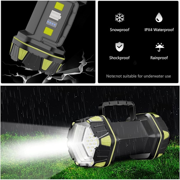 Led hög power uppladdningsbar ficklampa. 8 ljuslägen