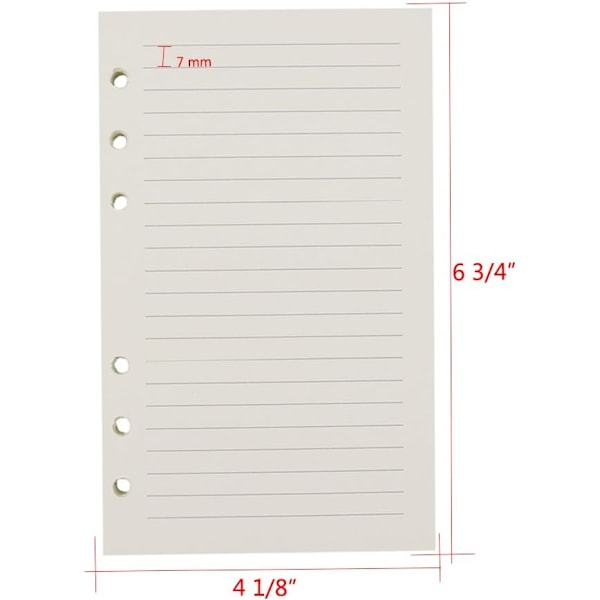 A6 Binder/Planner Refill Paper - 6-Hul, 80 Ark, Linjeret