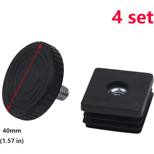 Hemmakontor Bord Skrivbord Justerbar Nivåfot - Plast Metall Fyrkantsrör Insats (4 set)