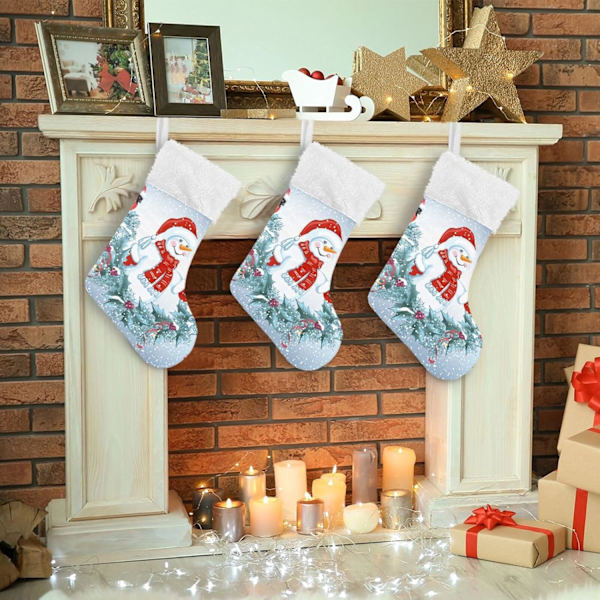 Julklapp, Personliga Julklappsstrumpor 2-pack Snögubbe Jultomte Girlang Gimpel 18 tum Xmas Strumpor Hängande Ornament K