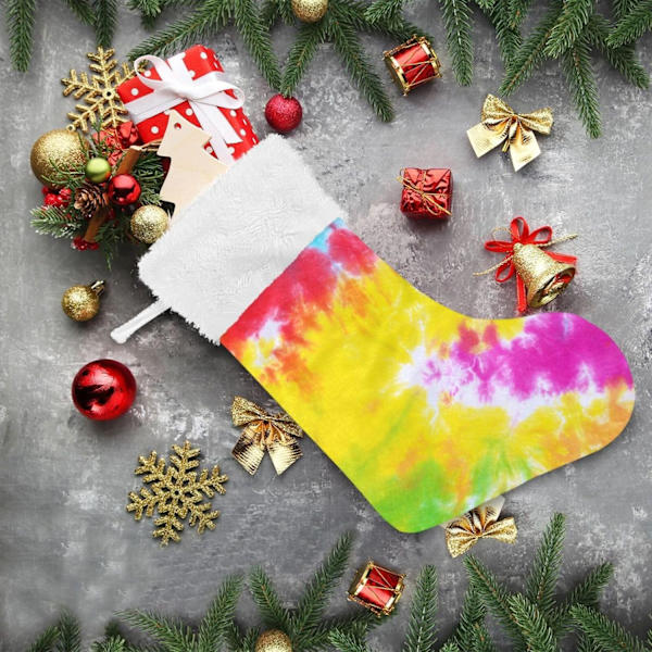 Julklapp, personliga julklappsstrumpor 2-pack Tie Dye Regnbåge Swirl Pride Print 45,7 cm Julstrumpor Hängande Ornament Kamin