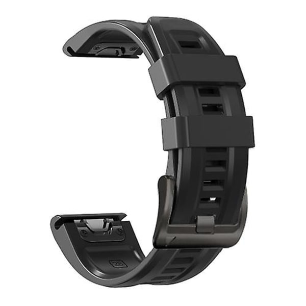 För Garmin Fenix 5 22mm Silikon Sport Ren Färg Klockarmband MPG Black