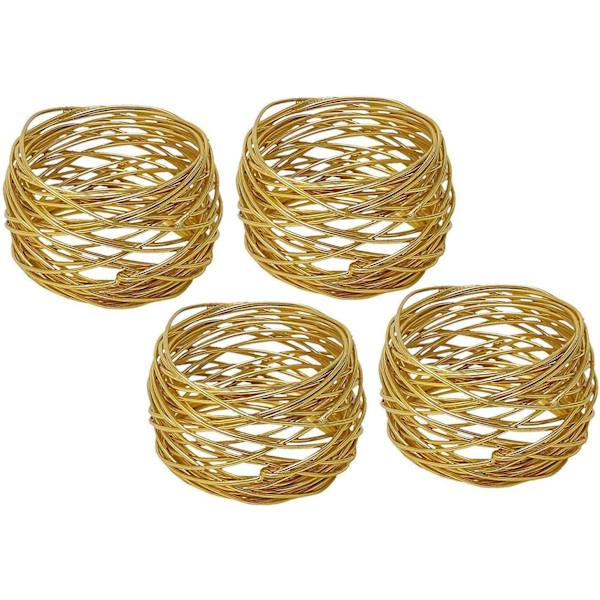 Gylne runde mesh serviettringer - sett med 12 for bryllup, middagsselskaper eller hver dag