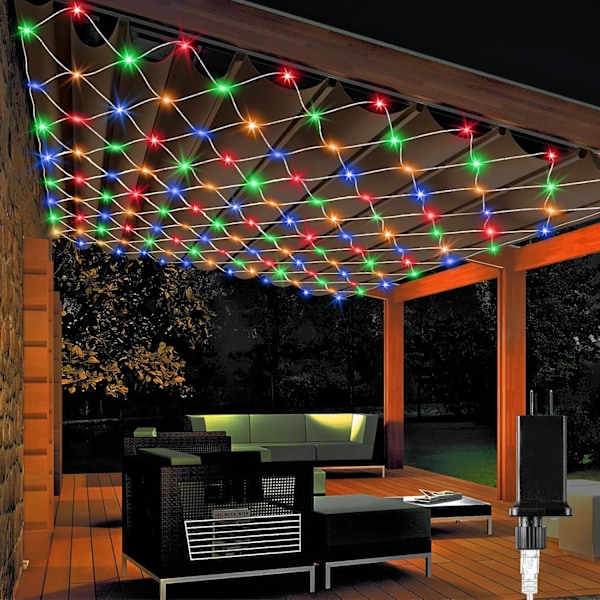 Gazebo Net Lights til udendørs brug, 10 x 10 fod julelysnet med 320 LED'er og 8 lystilstande, vandtætte, sammenkædelig pavillon-lyskæde til