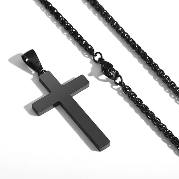 Ruostumattomasta teräksestä valmistettu ristiriipus kaulakoru miehille ja pojille, kristillinen ristiriipus 40-60 cm ketjulla, ristikaulakoru korulahja