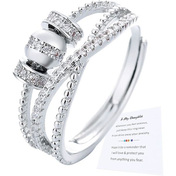 Fidget Ring til datter - Sølv Spinner Ring med Cubic Zirconia (Til min datter)