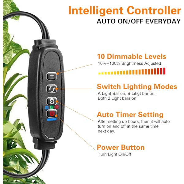 Innendørs plantelys - Fullspektrum LED-lamper med timer