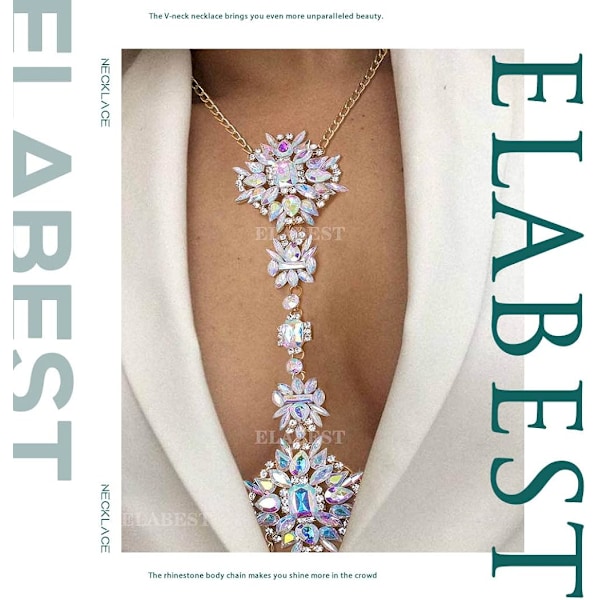 Boho Rhinestone Statement Brystkæde Krystal Halskæde Krop