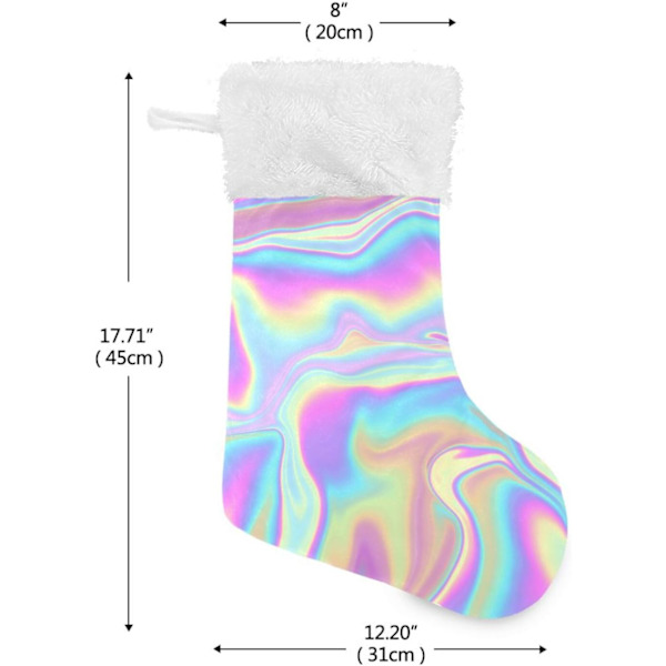 Julklapp, Personliga Julklappsstrumpor 2-pack Holografisk Regnbåge Tie Dye Swirl Färggradient 45,7 cm Julstrumpor Hängande