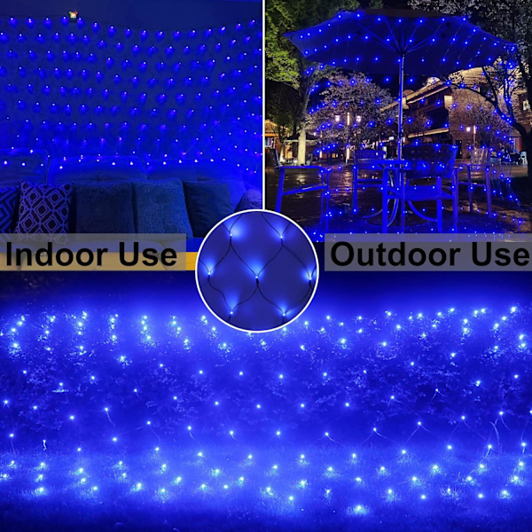 300 LED julnätljus utomhus nätljus, 14,8ft x 5ft anslutningsbara blå nätljus 8 lägen fe nätljus nätljus för